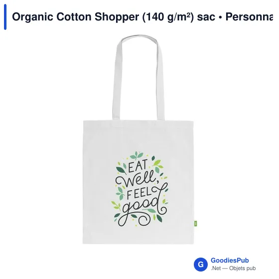 Sac de courses personnalisable en coton organique avec logo - Image 3