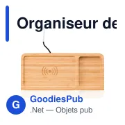 Organiseur de bureau personnalisable avec chargeur à induction Fayeavec logo - Miniature 1
