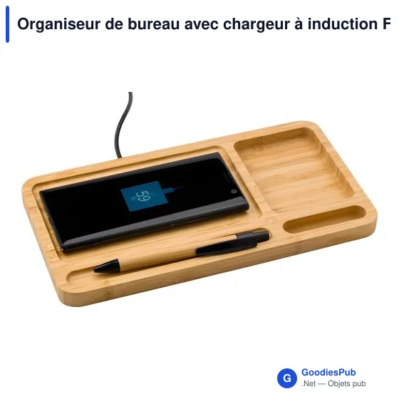 Organiseur de bureau personnalisable avec chargeur à induction Fayeavec logo - Image 2
