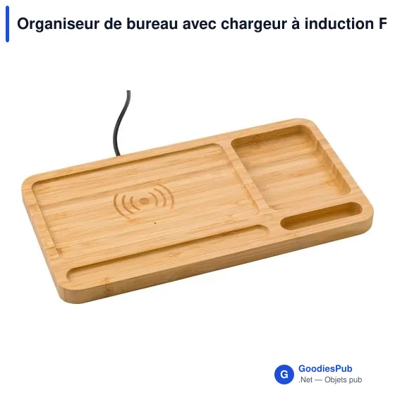 Organiseur de bureau personnalisable avec chargeur à induction Fayeavec logo - Image 3