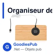Organiseur de bureau personnalisable avec chargeur à induction Fayeavec logo - Miniature 4