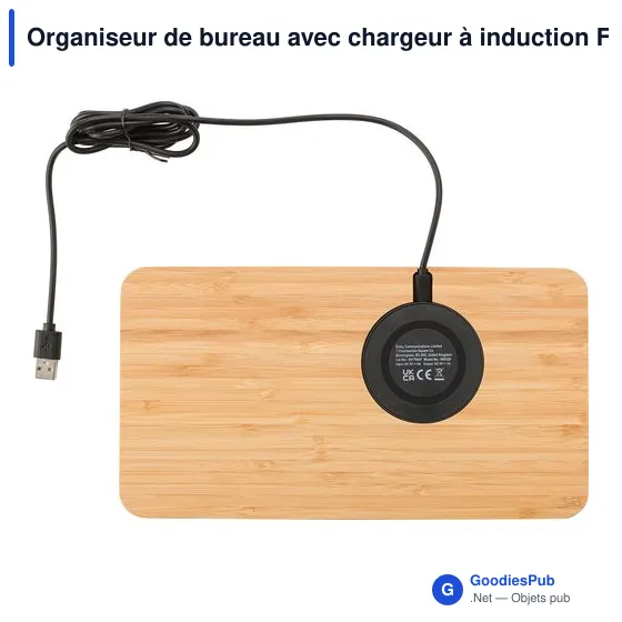 Organiseur de bureau personnalisable avec chargeur à induction Fayeavec logo - Image 4