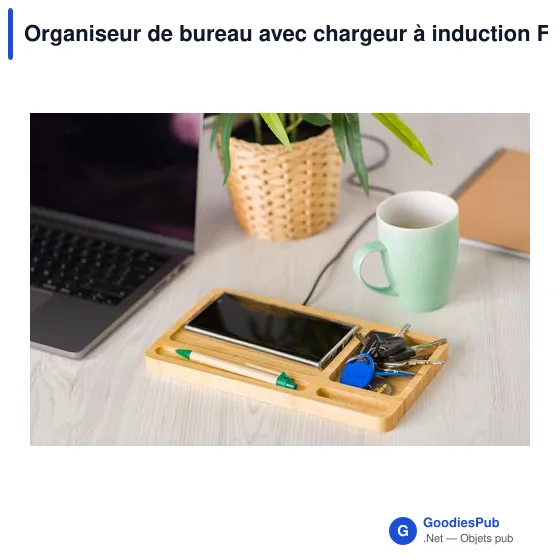 Organiseur de bureau personnalisable avec chargeur à induction Fayeavec logo - Image 5