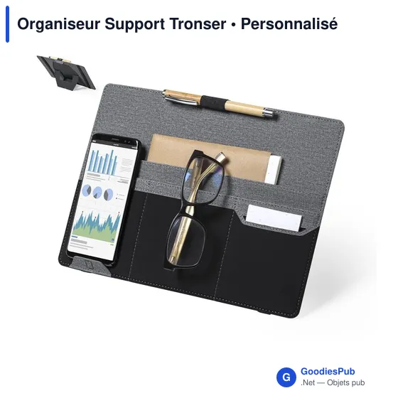 Organiseur Support Tronser personnalisable avec logo - polyester gris - Image 1