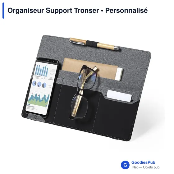 Organiseur Support Tronser personnalisable avec logo - polyester gris - Image 11