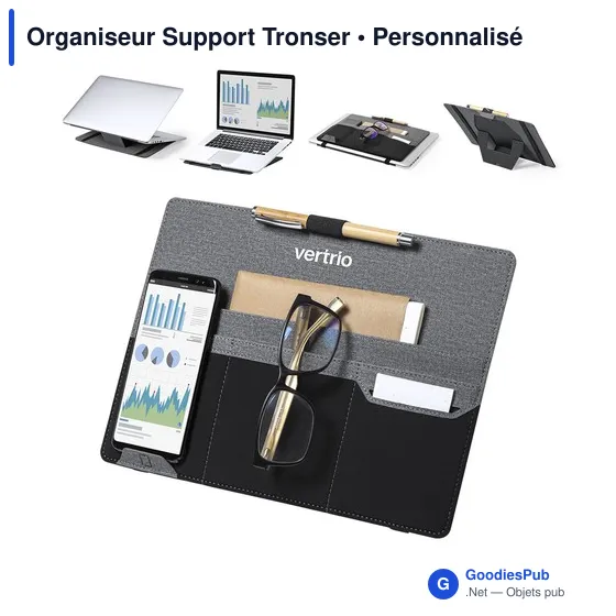 Organiseur Support Tronser personnalisable avec logo - polyester gris - Image 6