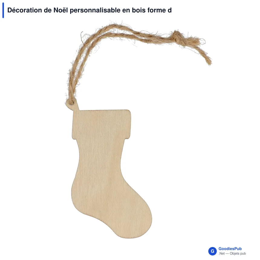 Décoration de Noël personnalisable en bois forme de bas de Noël avec logo - Chaussette - Image 2