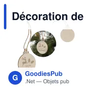 Décoration de Noël personnalisable en bois forme de boule avec logo - Boule - Miniature 1