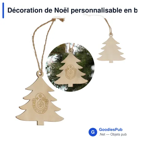 Décoration de Noël personnalisable en bois forme de sapin avec logo - Sapin