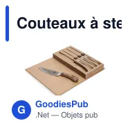 Couteaux à steak personnalisables en acier et bois avec logo - Orrefors Hunting - Miniature 1