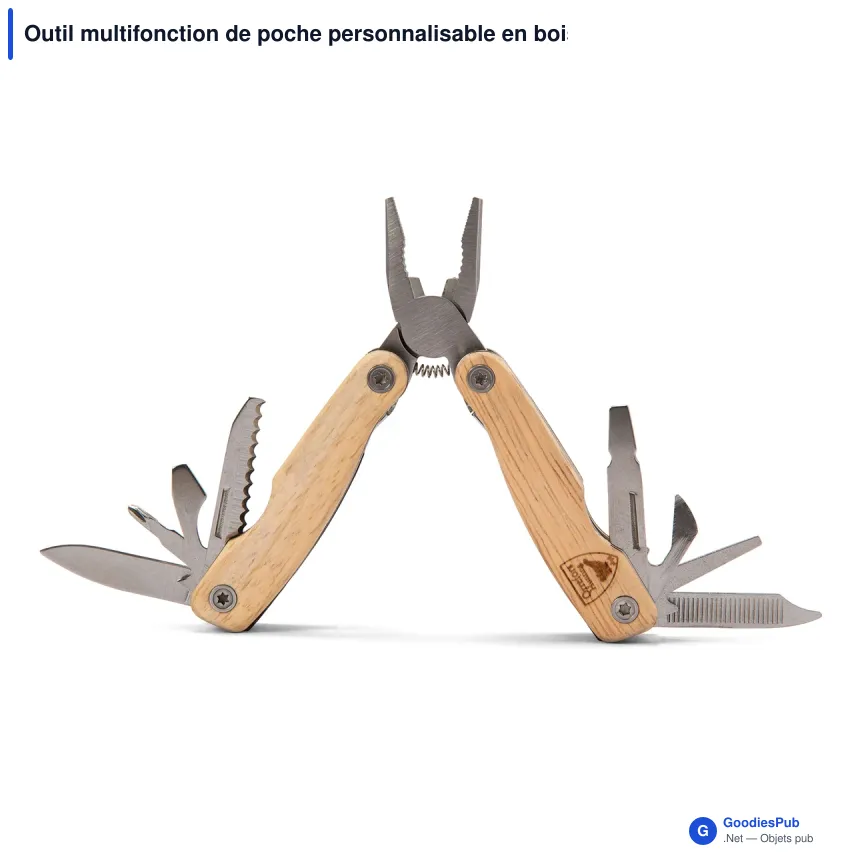 Outil multifonction de poche personnalisable en bois avec logo - Orrefors Hunting - Image 2