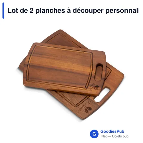 Lot de 2 planches à découper personnalisable en acacia avec logo - Orrefors Jernverk
