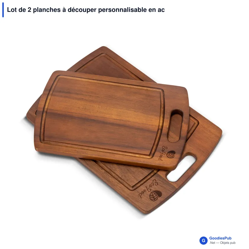 Lot de 2 planches à découper personnalisable en acacia avec logo - Orrefors Jernverk - Image 1