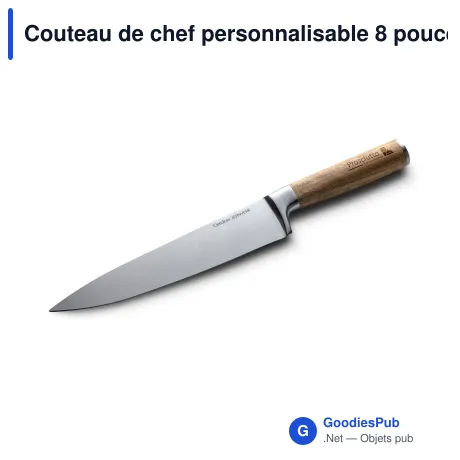Couteau de chef personnalisable 8 pouces en acier avec logo - Orrefors Jernverk