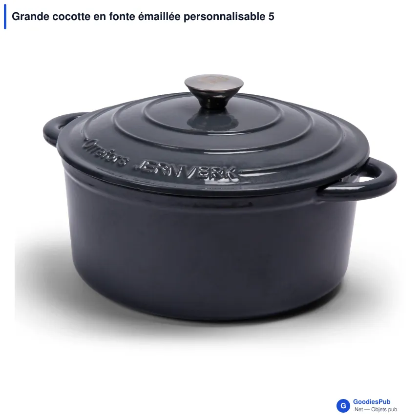 Grande cocotte en fonte émaillée personnalisable 5 L avec logo - Orrefors Jernverk - Image 2