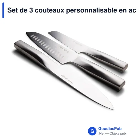 Set de 3 couteaux personnalisable en acier inoxydable avec logo - Orrefors Jernverk