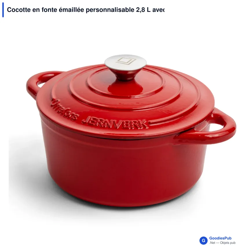 Cocotte en fonte émaillée personnalisable 2,8 L avec logo - Orrefors Jernverk - Image 2