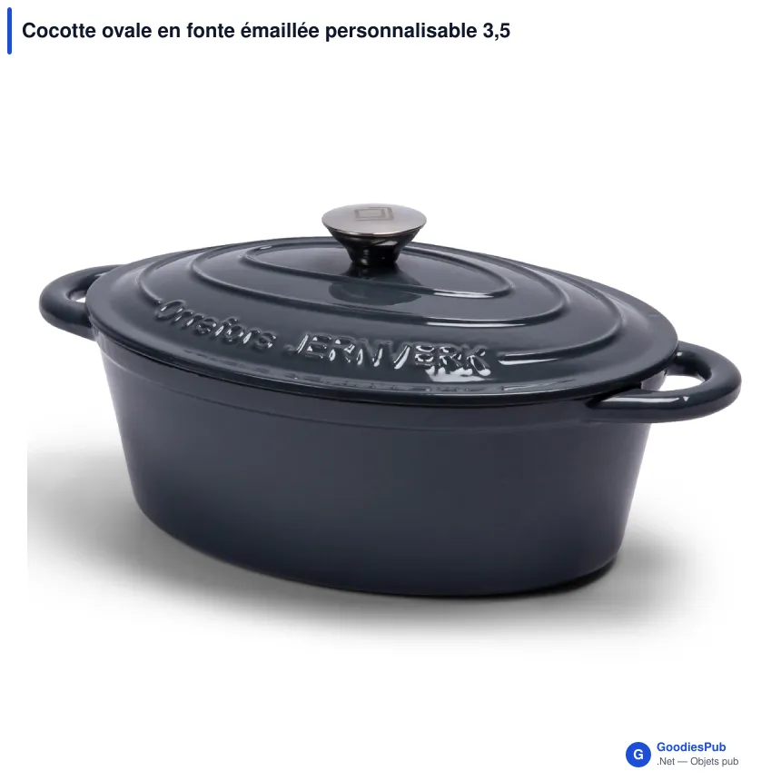 Cocotte ovale en fonte émaillée personnalisable 3,5 L avec logo - Orrefors Jernverk - Image 2