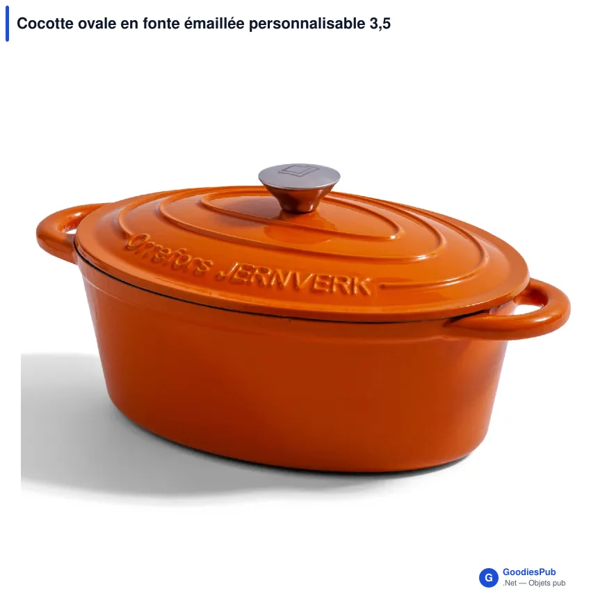 Cocotte ovale en fonte émaillée personnalisable 3,5 L avec logo - Orrefors Jernverk - Image 3