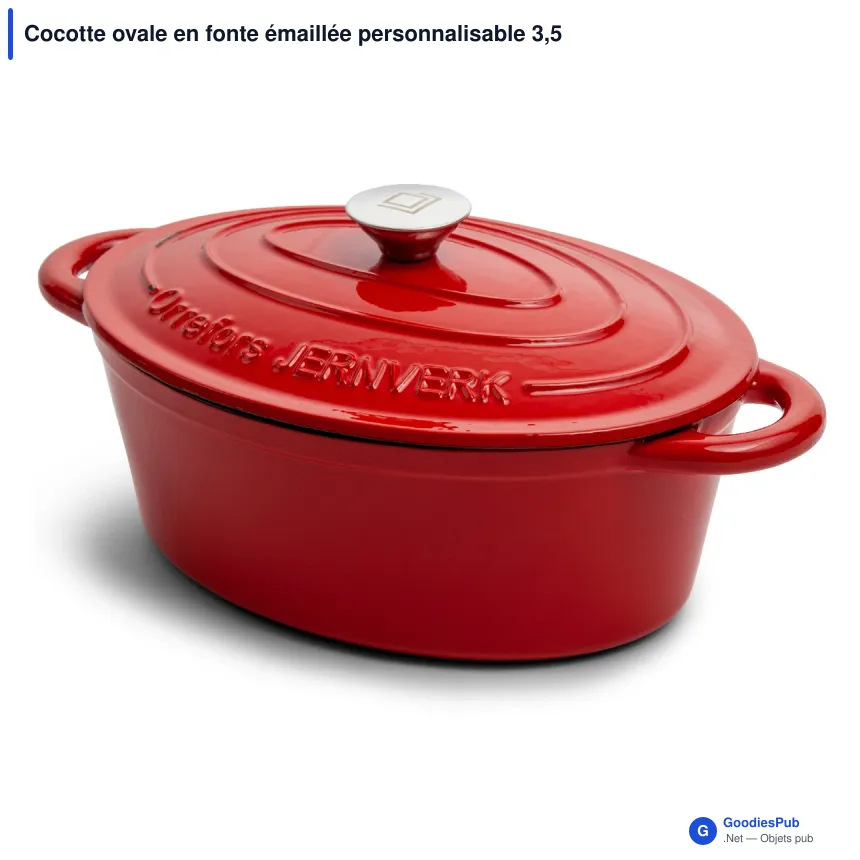 Cocotte ovale en fonte émaillée personnalisable 3,5 L avec logo - Orrefors Jernverk - Image 4