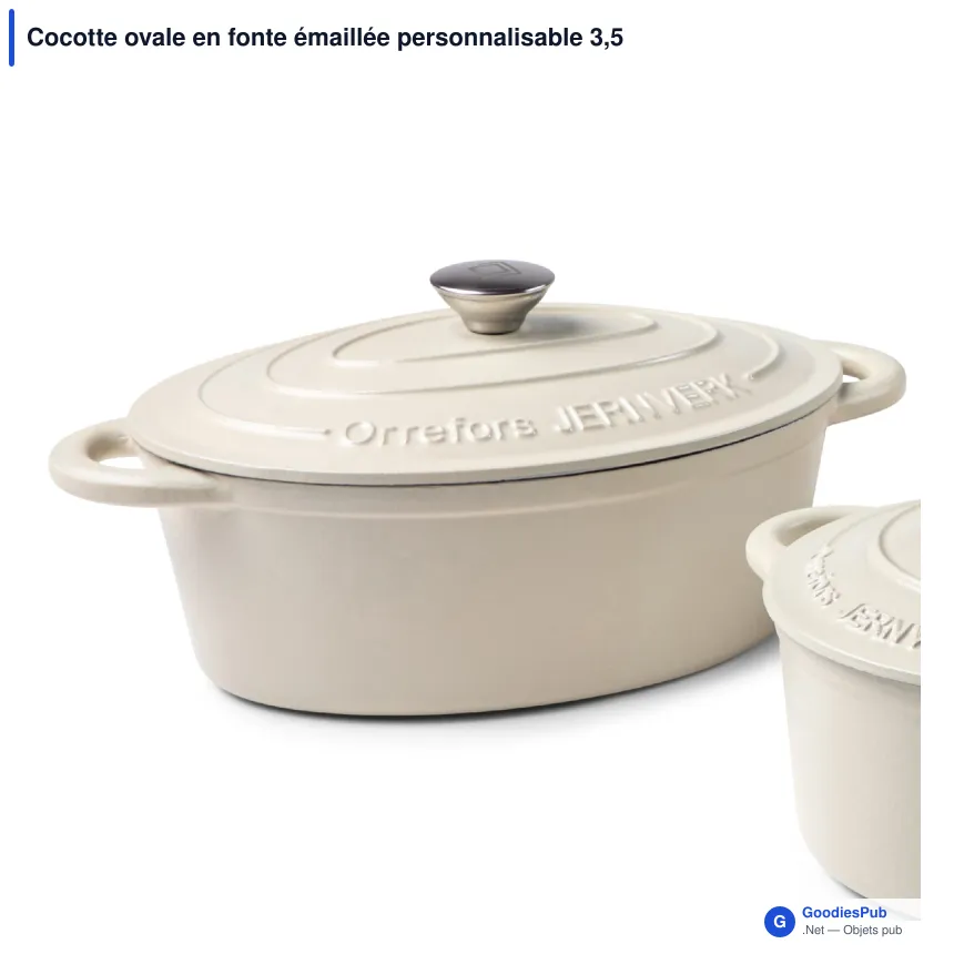 Cocotte ovale en fonte émaillée personnalisable 3,5 L avec logo - Orrefors Jernverk - Image 5
