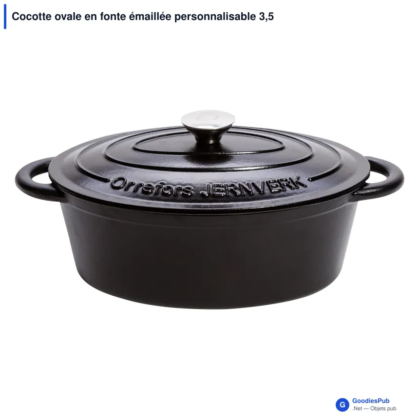 Cocotte ovale en fonte émaillée personnalisable 3,5 L avec logo - Orrefors Jernverk - Image 6