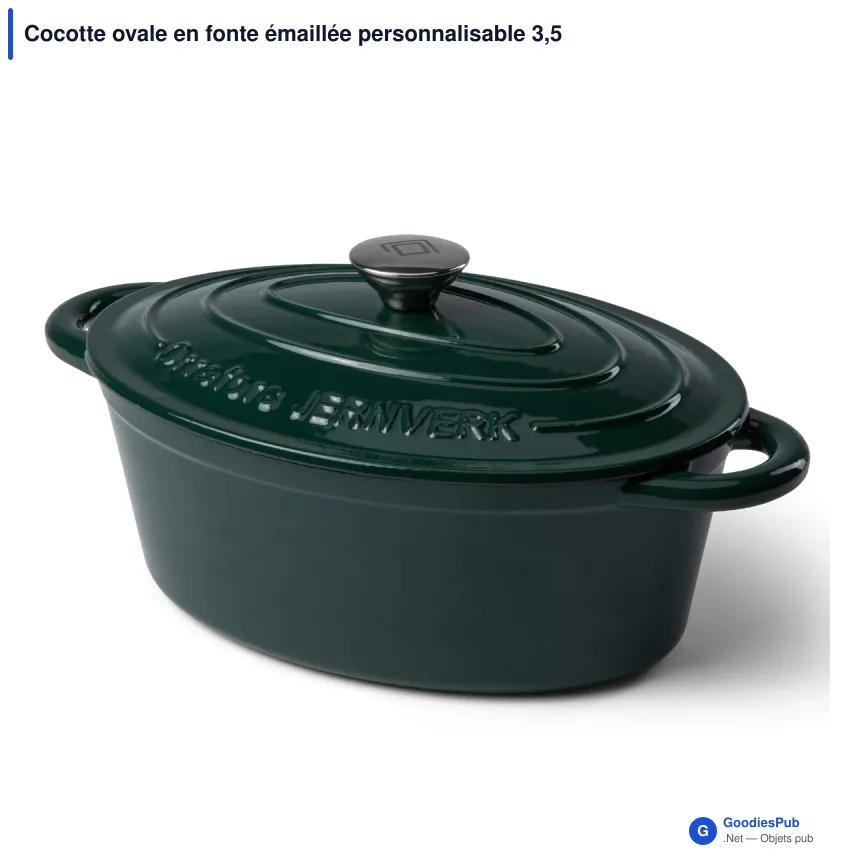 Cocotte ovale en fonte émaillée personnalisable 3,5 L avec logo - Orrefors Jernverk - Image 7