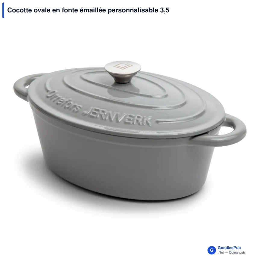 Cocotte ovale en fonte émaillée personnalisable 3,5 L avec logo - Orrefors Jernverk - Image 8