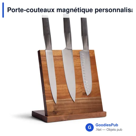Porte-couteaux magnétique personnalisable en bois d'acacia avec logo - Orrefors Jernverk