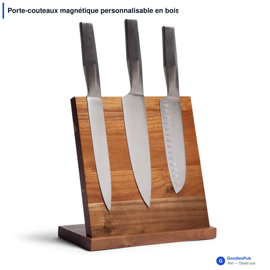 Porte-couteaux magnétique personnalisable en bois d'acacia avec logo - Orrefors Jernverk - Image 2
