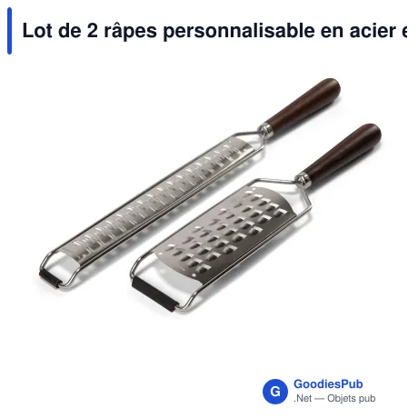 Lot de 2 râpes personnalisable en acier et bois de wengé avec logo - Orrefors Jernverk