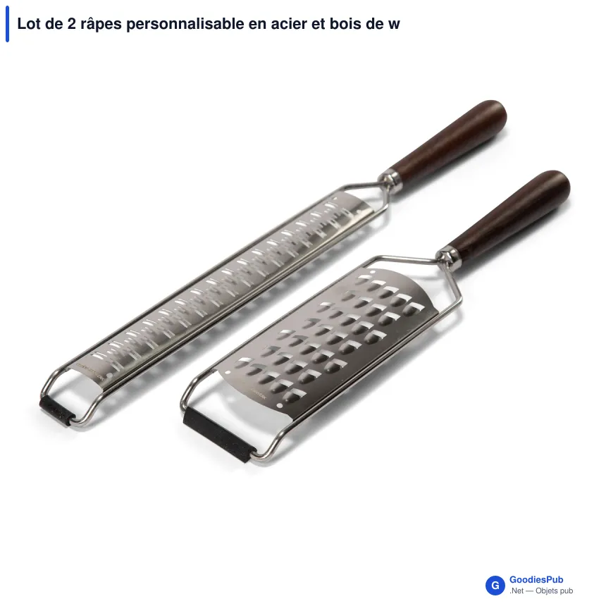 Lot de 2 râpes personnalisable en acier et bois de wengé avec logo - Orrefors Jernverk - Image 2