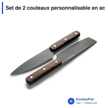 Set de 2 couteaux personnalisable en acier et bois de wengé avec logo - Orrefors Jernverk