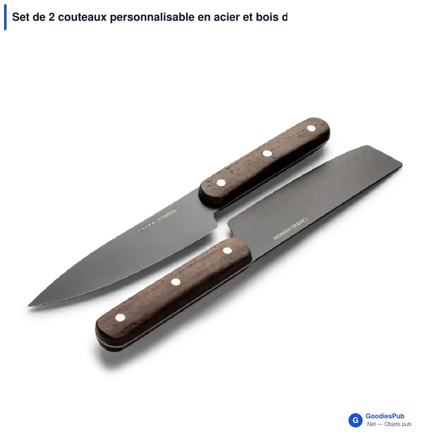 Set de 2 couteaux personnalisable en acier et bois de wengé avec logo - Orrefors Jernverk - Image 2