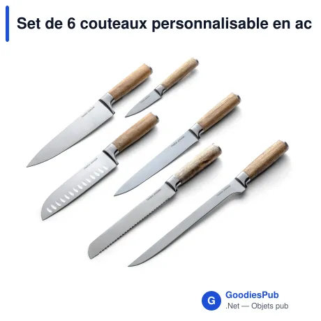 Set de 6 couteaux personnalisable en acier et bois d'acacia avec logo - Orrefors Jernverk