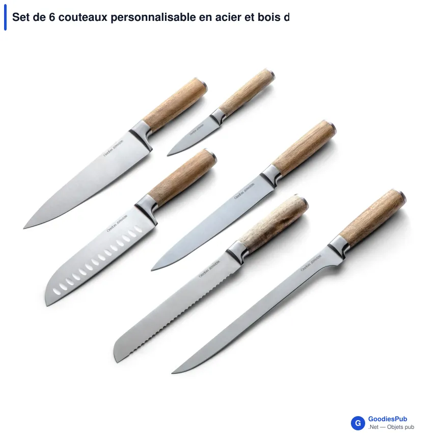 Set de 6 couteaux personnalisable en acier et bois d'acacia avec logo - Orrefors Jernverk - Image 2