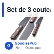 Set de 3 couteaux personnalisable en acier et bois avec logo - Orrefors Jernverk - Miniature 1