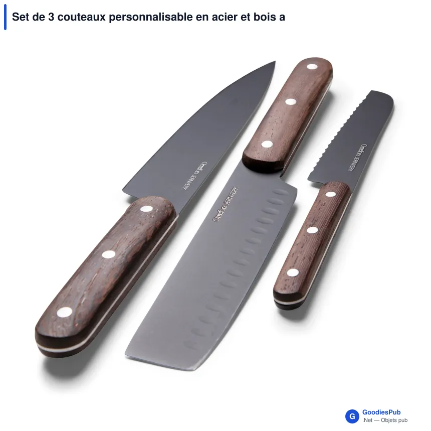 Set de 3 couteaux personnalisable en acier et bois avec logo - Orrefors Jernverk - Image 2