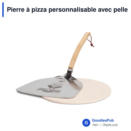 Pierre à pizza personnalisable avec pelle en chêne avec logo - Orrefors Hunting