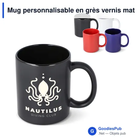 Mug personnalisable en grès vernis mat et brillant 350 ml avec logo - Oslo