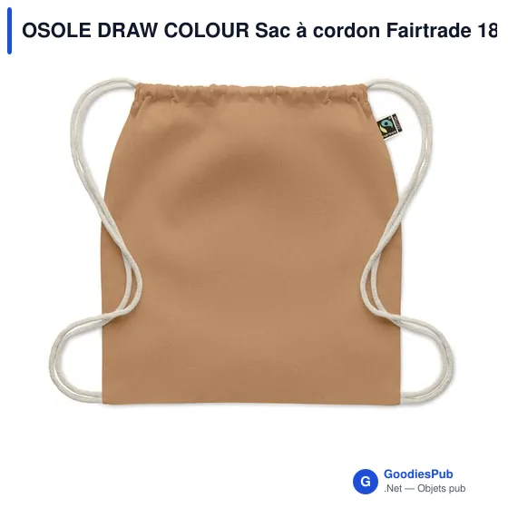 Sac à cordon personnalisable en coton Fairtrade avec logo - Image 2
