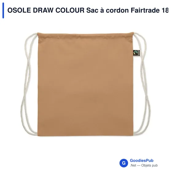 Sac à cordon personnalisable en coton Fairtrade avec logo - Image 3
