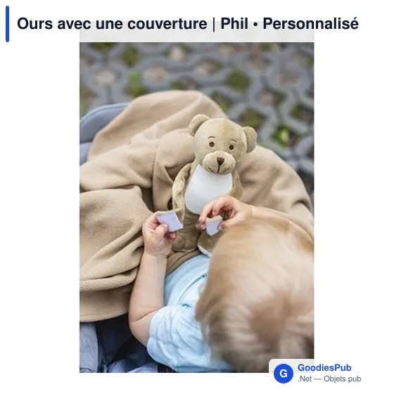 Ours en peluche personnalisable avec couverture - Philavec logo - Image 2
