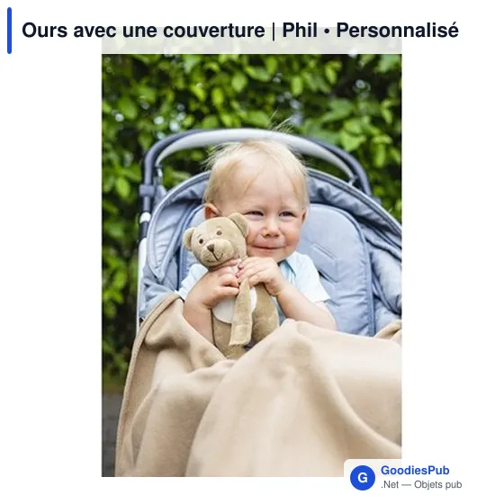 Ours en peluche personnalisable avec couverture - Philavec logo - Image 3