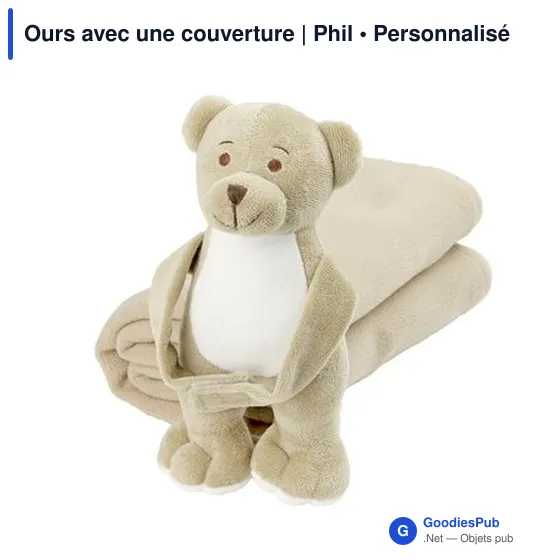Ours en peluche personnalisable avec couverture - Philavec logo - Image 5