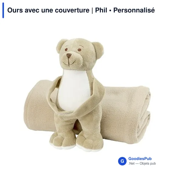 Ours en peluche personnalisable avec couverture - Philavec logo - Image 6