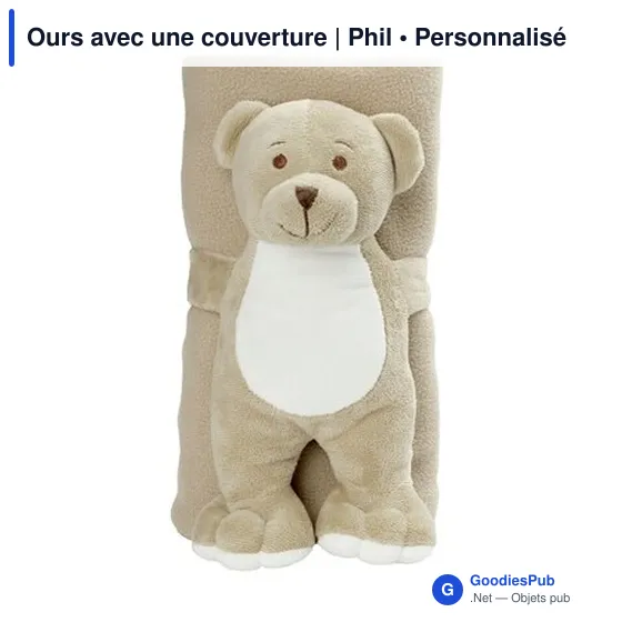 Ours en peluche personnalisable avec couverture - Philavec logo - Image 7