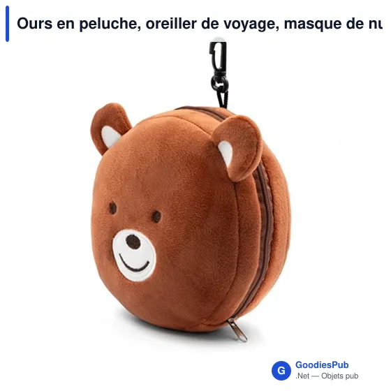 Ours en peluche, oreiller de voyage, masque de nuit | Ren - Image 2