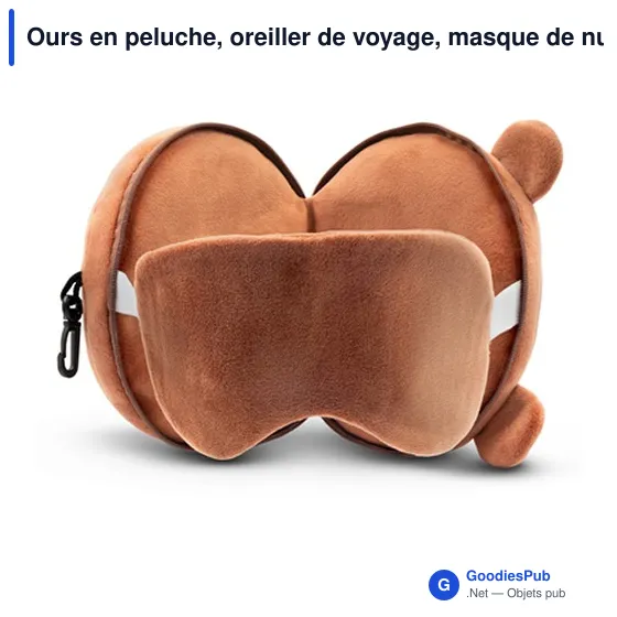 Ours en peluche, oreiller de voyage, masque de nuit | Ren - Image 3