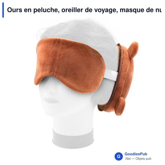Ours en peluche, oreiller de voyage, masque de nuit | Ren - Image 5